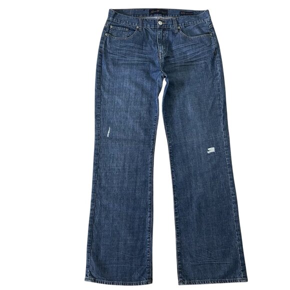 Seven7 Jeans Mens 34 X 33 Blue Relaxed Distressed Workwear Cowboy SM72 Denim - Picture 1 of 9